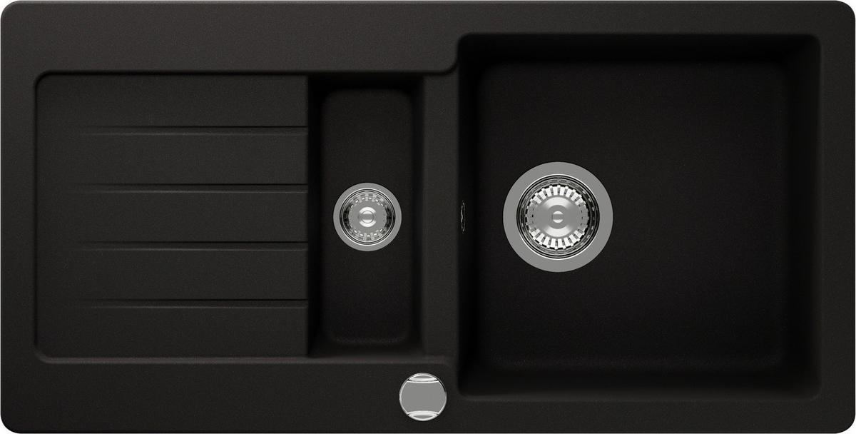 SPÜLE TYPD150SAGNE  - Edelstahlfarben/Schwarz, Basics, Stein (86/30,9/43,5cm) - Schock
