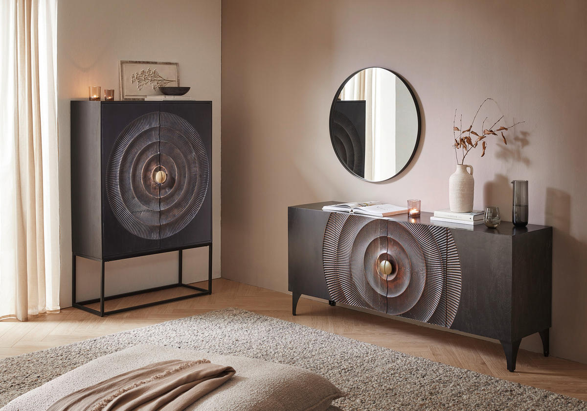 HÖG BYRÅ svart  100/150/40 cm  - svart/guldfärgad, Design, metall/trä (100/150/40cm) - Landscape