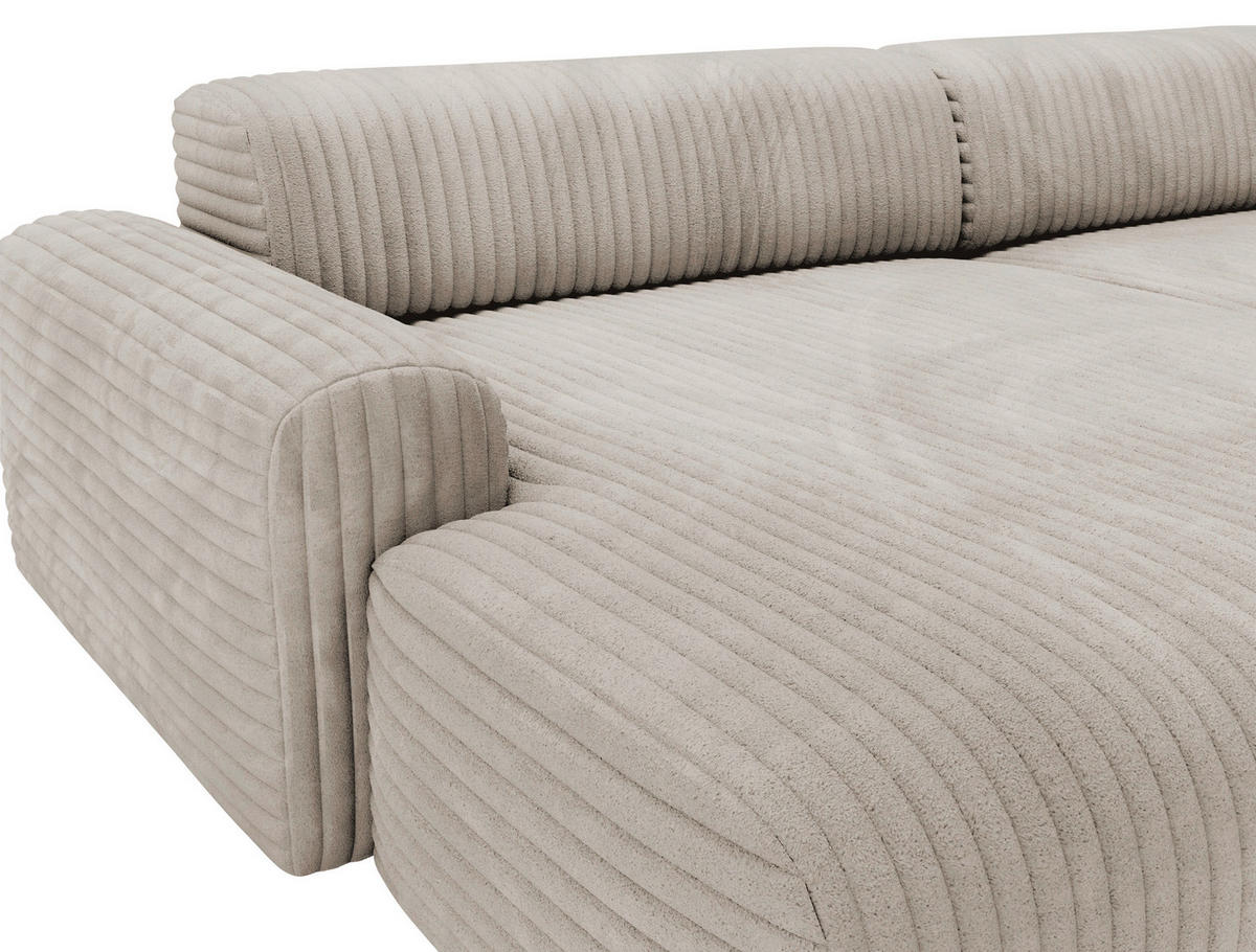 ECKSOFA Greige Cord  - Greige/Schwarz, Design, Kunststoff/Textil (178/292cm) - home24