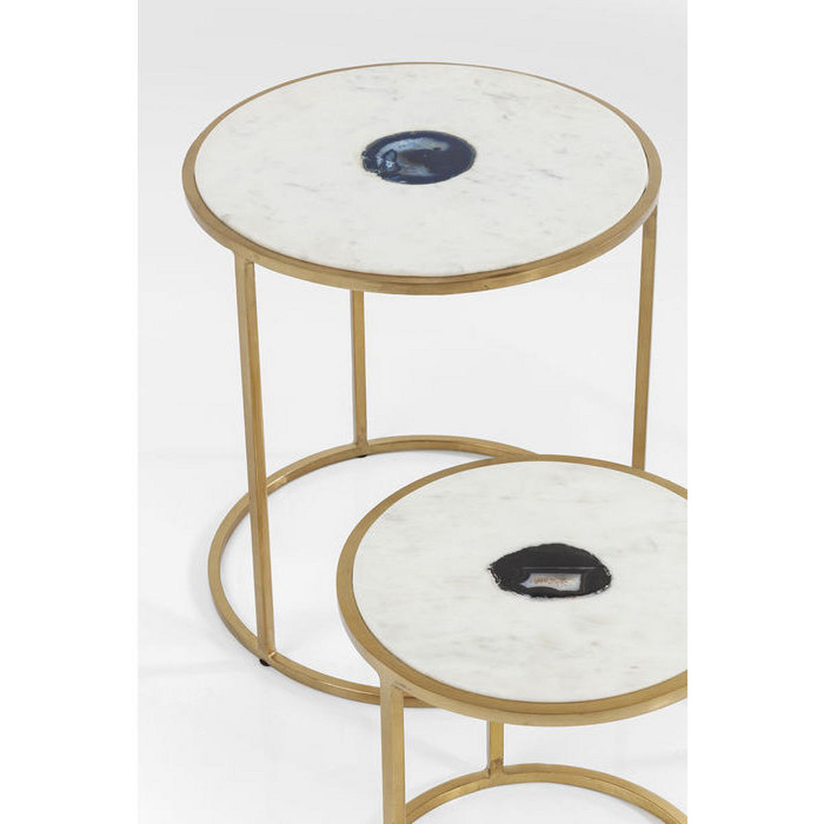 BEISTELLTISCHSET in Metall, Stein  - Beige/Messingfarben, KONVENTIONELL, Stein/Metall - Kare-Design