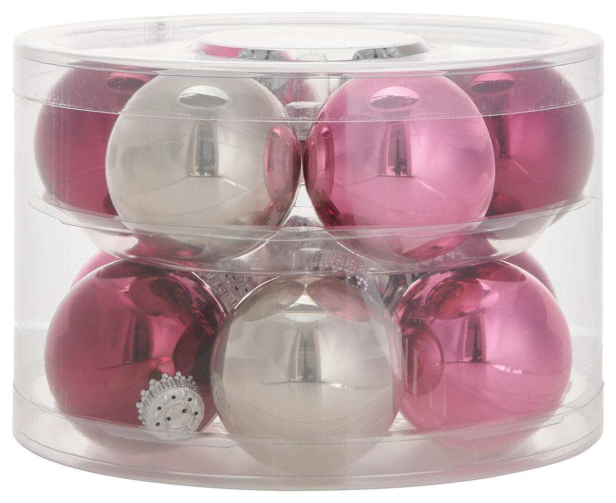 JULGRANSKULOR SET 6 cm 12 delar  - bär/grå, Klassisk, glas (6cm)