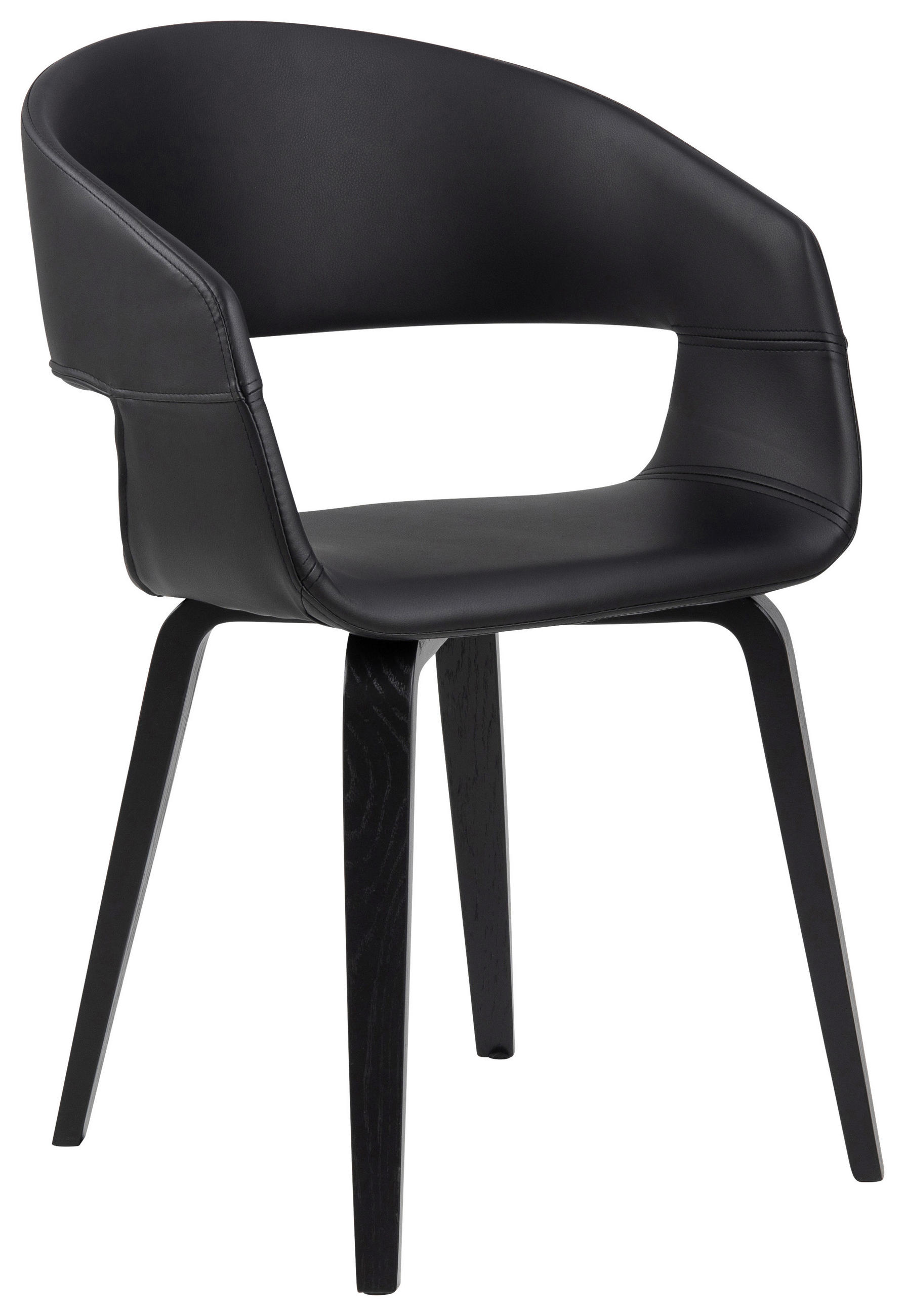 ARMLEHNSTUHL  in Lederlook  - Schwarz, Trend, Holz/Textil (52/77,5/53cm) - MID.YOU