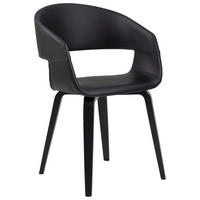 ARMLEHNSTUHL Lederlook  - Schwarz, Trend, Holz/Textil (52/77,5/53cm) - MID.YOU