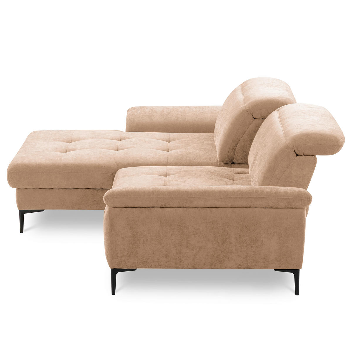 ECKSOFA 195/268 cm PRADO in Webstoff Rotbraun Bettkasten, Kopfteilverstellung, Sitztiefenverstellung  195/268 cm  - Rotbraun/Schwarz, Design, Textil/Metall (195/268cm) - Livetastic
