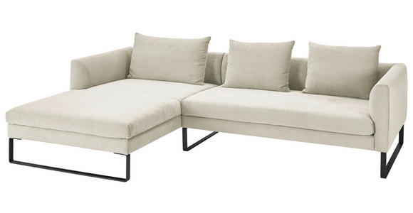 ECKSOFA Creme Cord  - Creme/Schwarz, KONVENTIONELL, Textil/Metall (178/284cm) - Hom`in