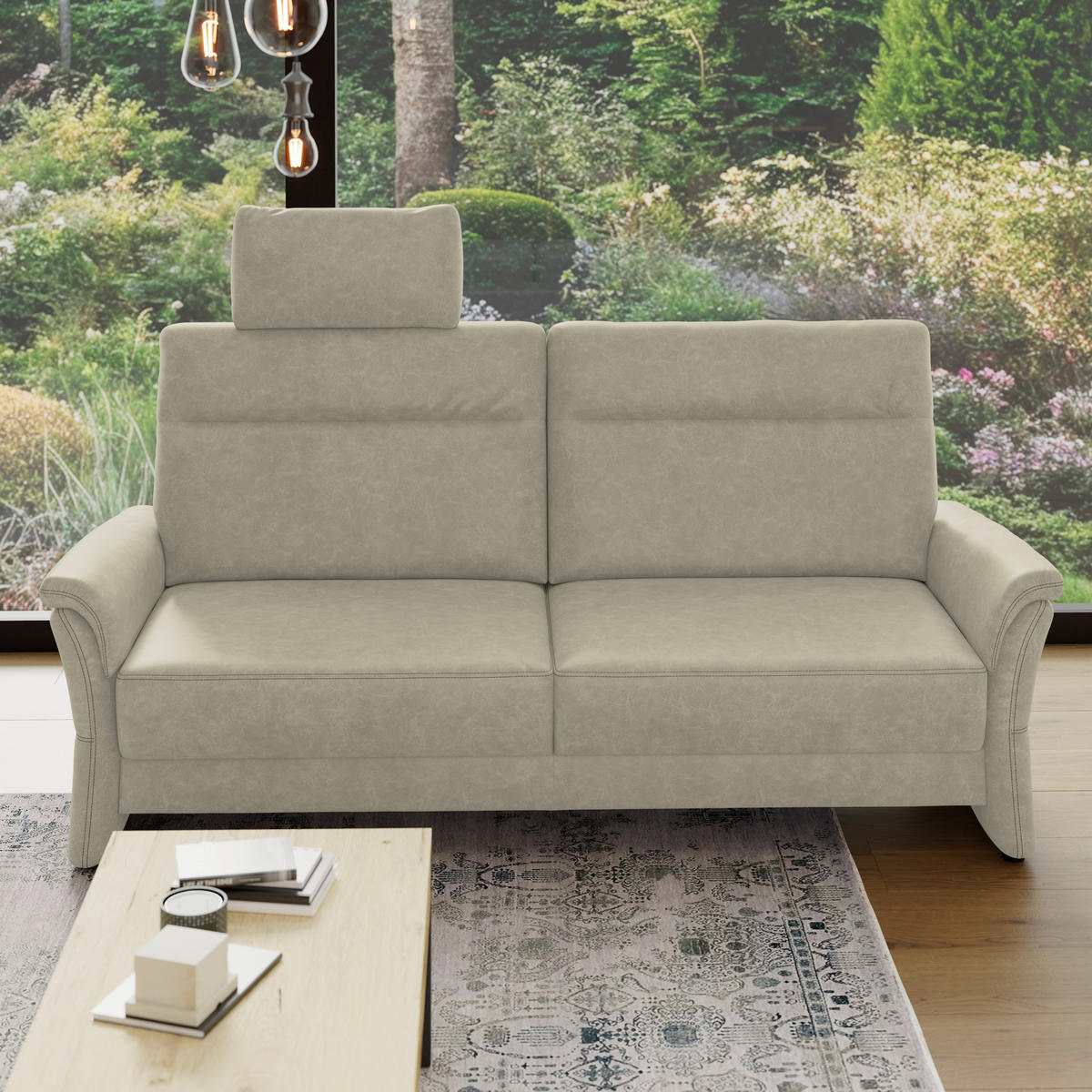 3,5-SITZER - Hellgrau/Schwarz, Konventionell, Kunststoff/Textil (205/98/91cm) - Elegando