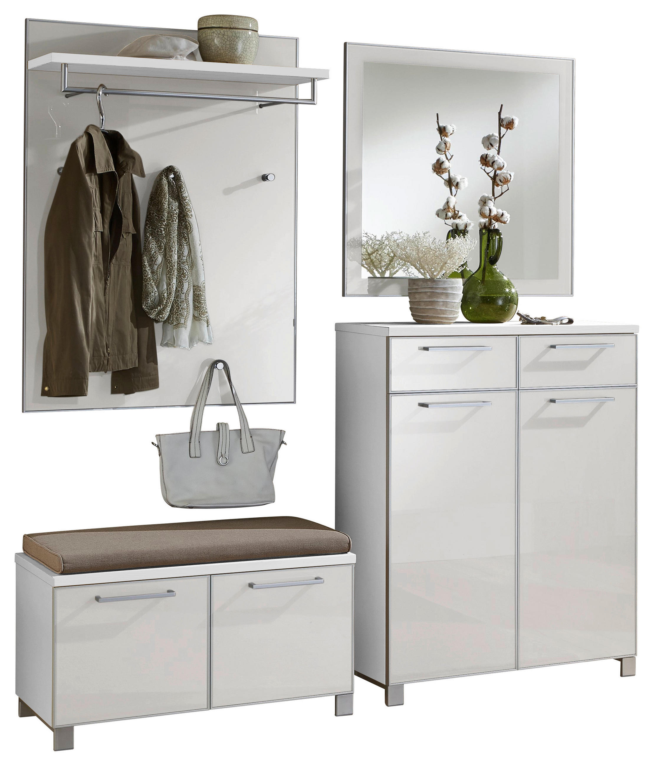 GARDEROBE Weiß  - Weiß, Design, Glas/Textil (180/195/40cm)