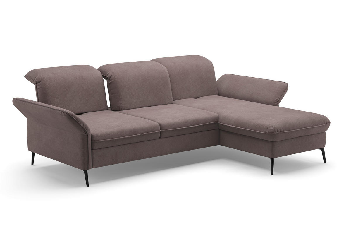 ECKSOFA in Flachgewebe Taupe  - Taupe/Schwarz, Konventionell, Textil/Metall (264/198cm) - Sit & More
