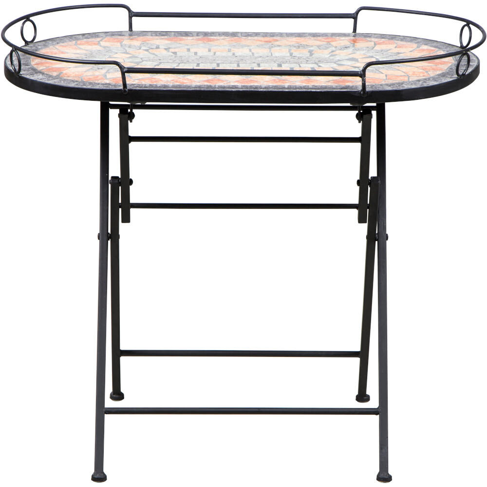 GARTENBEISTELLTISCH 68/41/60 cm Keramik  - Multicolor/Schwarz, MODERN, Keramik/Metall (68/41/60cm) - Siena Garden