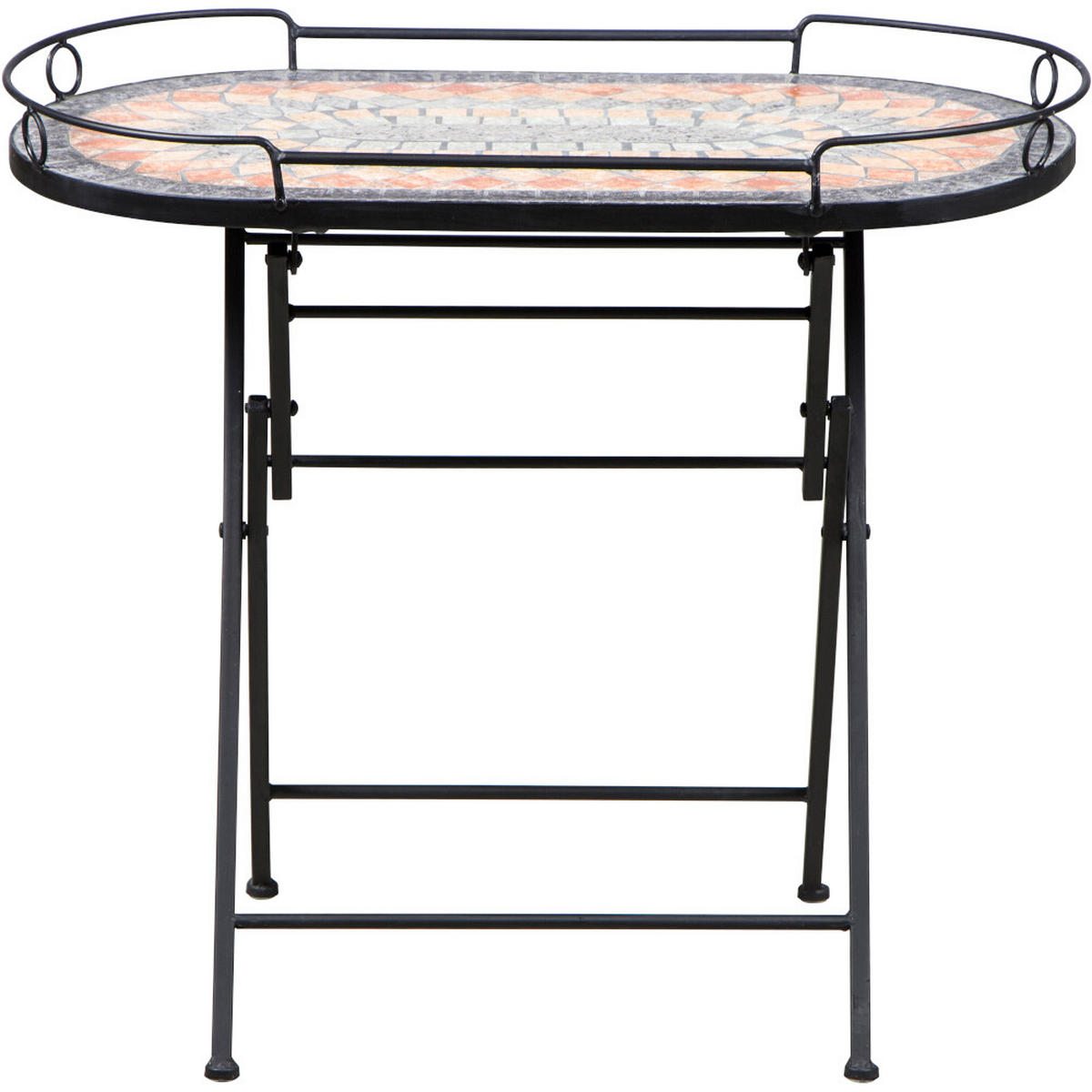 GARTENBEISTELLTISCH 68/41/60 cm  - Multicolor/Schwarz, MODERN, Keramik/Metall (68/41/60cm) - Siena Garden