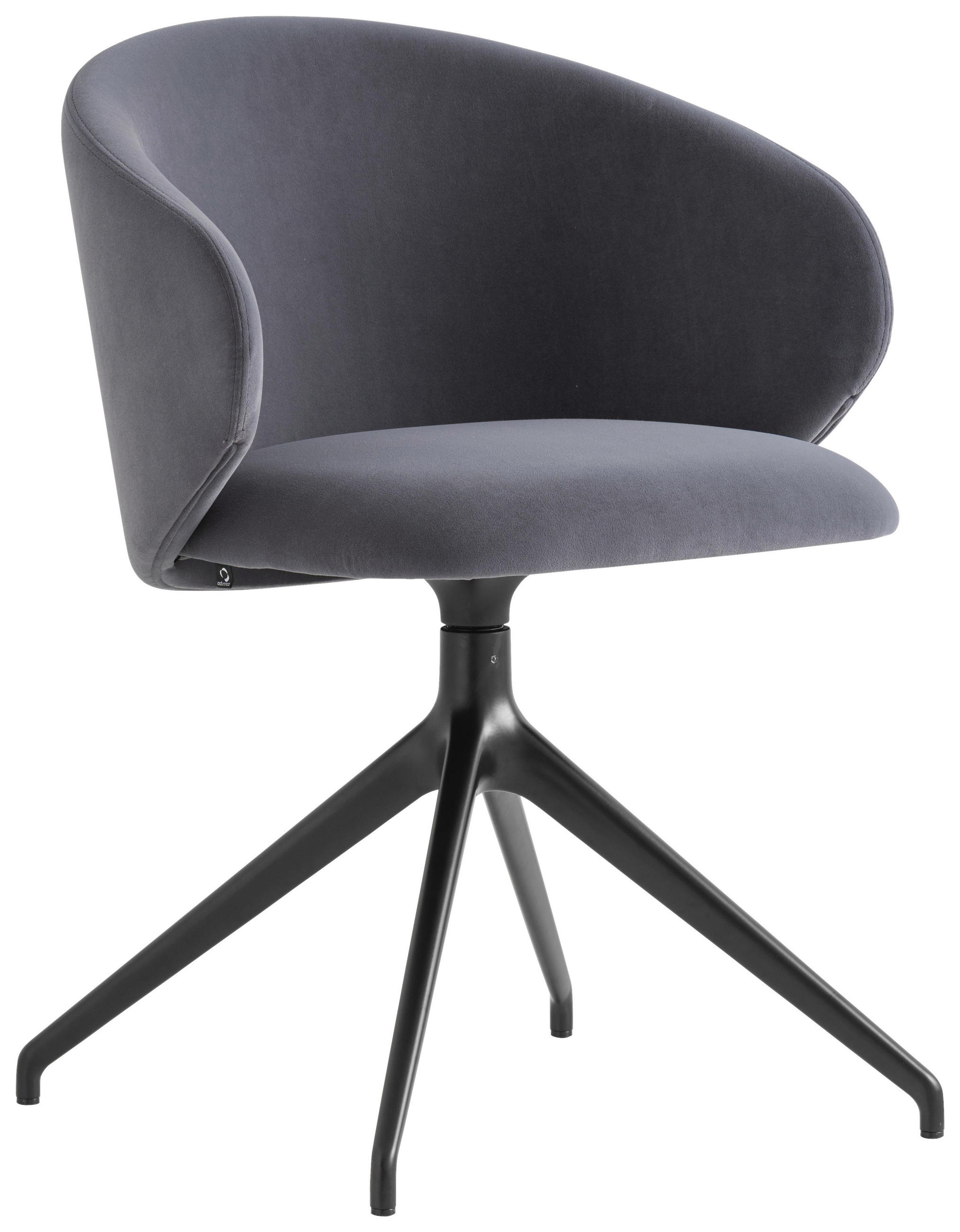 ARMLEHNSTUHL  in Aluminium Samt  - Schwarz/Grau, Design, Textil/Metall (56,5/78/59cm) - Connubia 