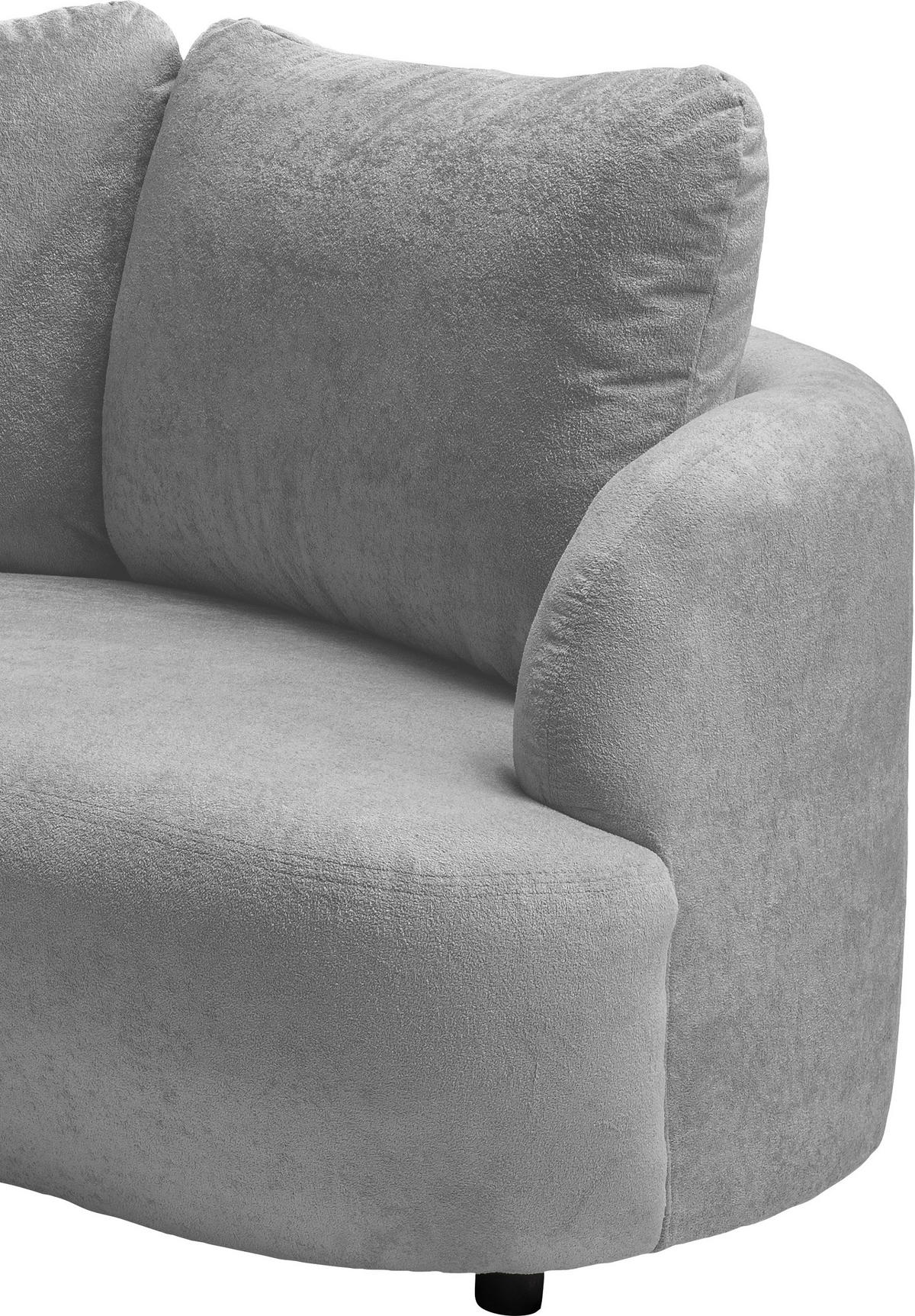 ECKSOFA in Mikrofaser Silberfarben  - Silberfarben/Schwarz, Modern, Kunststoff/Textil (250/139cm) - Livetastic