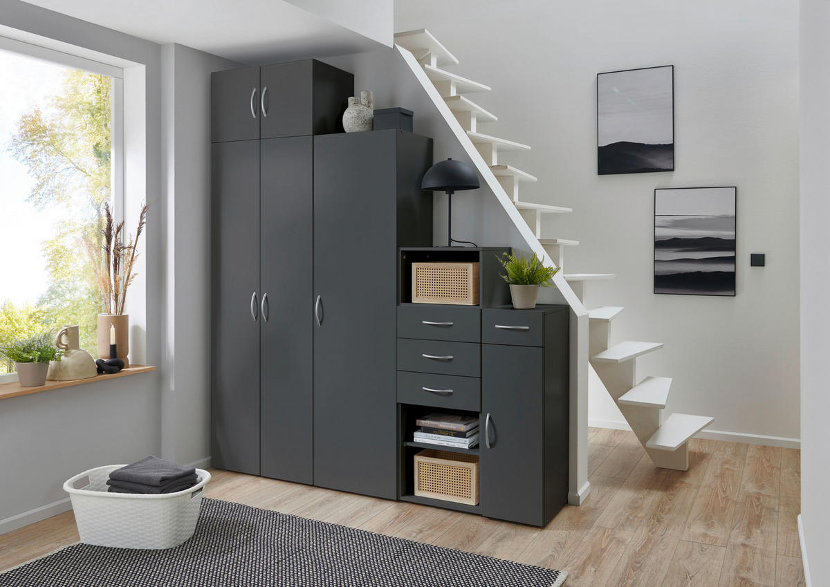 WÄSCHESCHRANK 40/185/40 cm  in Graphitfarben  - Alufarben/Graphitfarben, KONVENTIONELL, Holzwerkstoff/Kunststoff (40/185/40cm) - Xora
