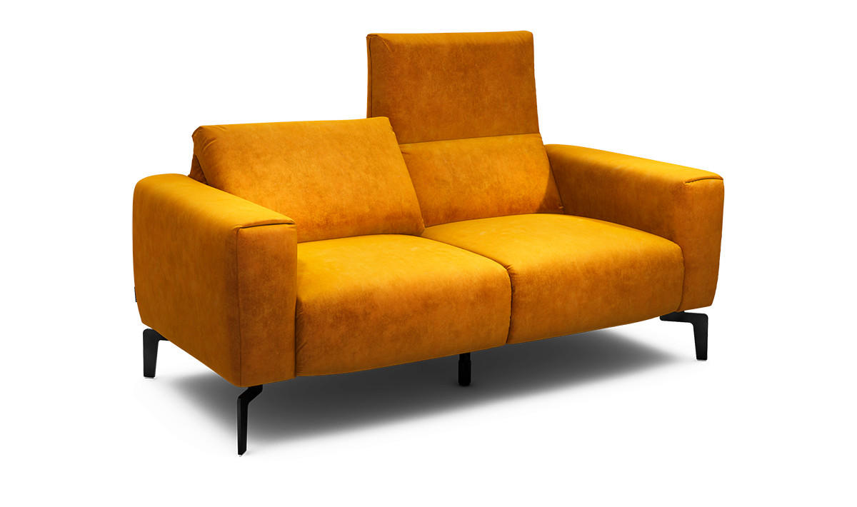 2-SITZER-SOFA in Samt Gelb  - Gelb/Schwarz, Design, Textil/Metall (180/86/86-94cm) - SENSOO