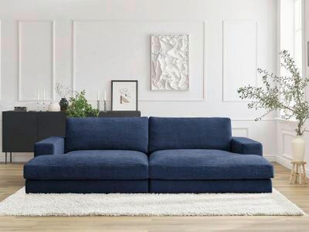 BIGSOFA LEONARD Struktur Dunkelblau  - Schwarz/Dunkelblau, MODERN, Kunststoff/Textil (274/77/159cm)