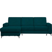 ECKSOFA in Velours Petrol  - Petrol/Schwarz, Konventionell, Textil/Metall (167/247cm) - Stylife