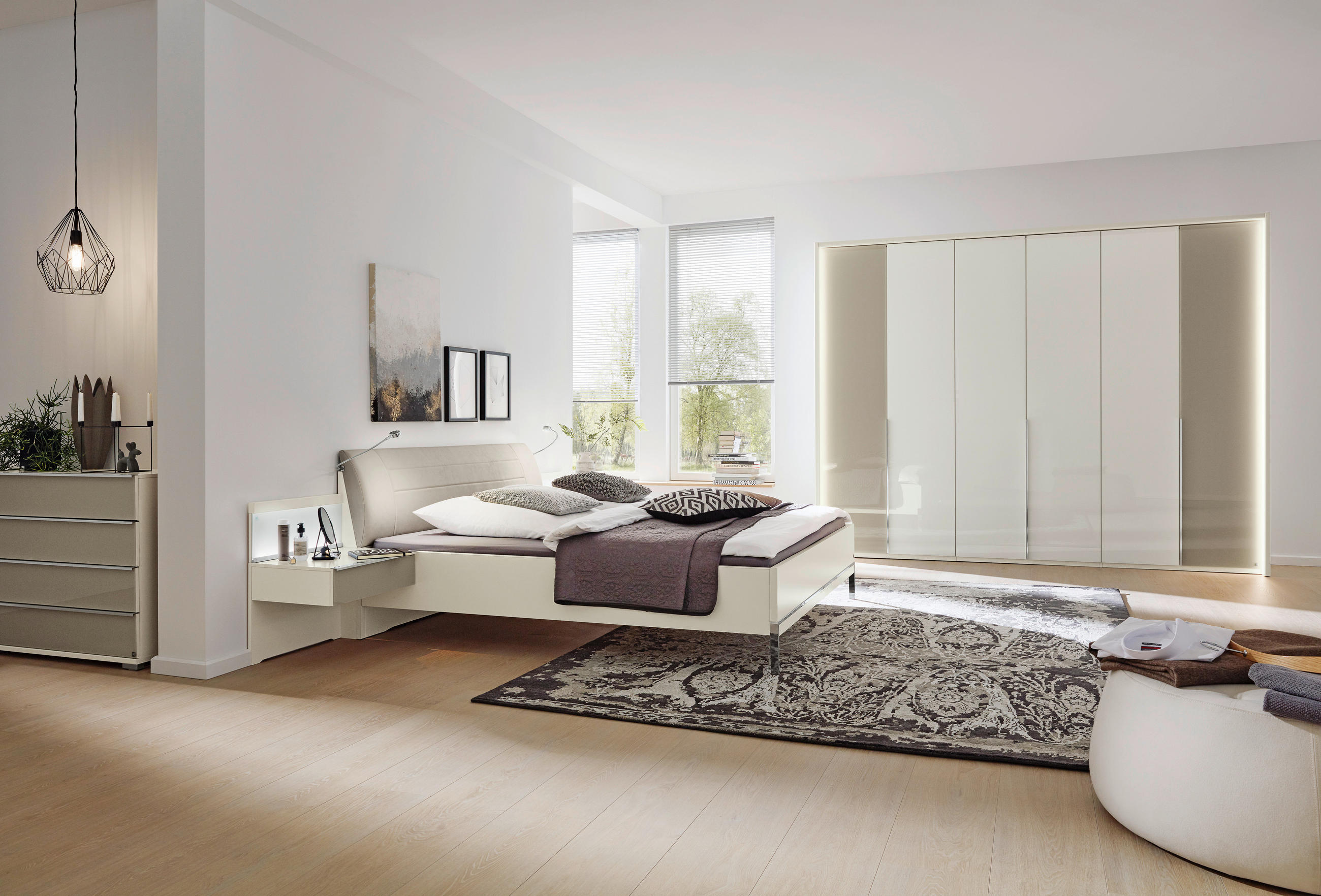 SCHLAFZIMMER Weiß  - Weiß/Grau, Design, Holzwerkstoff (180/200cm) - Musterring