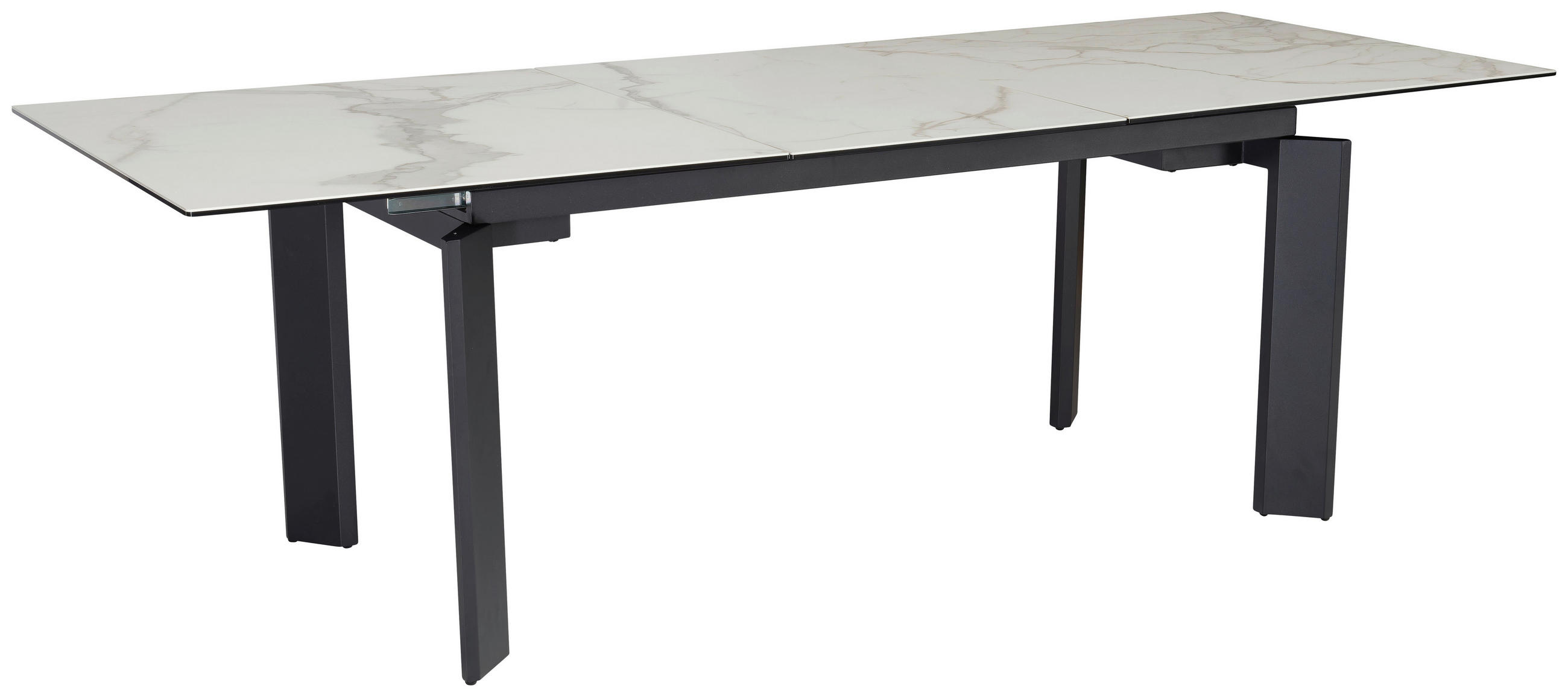 ESSTISCH Weiß rechteckig  ausziehbar  - Schwarz/Weiß, Design, Keramik/Metall (180/95/77cm) - MID.YOU
