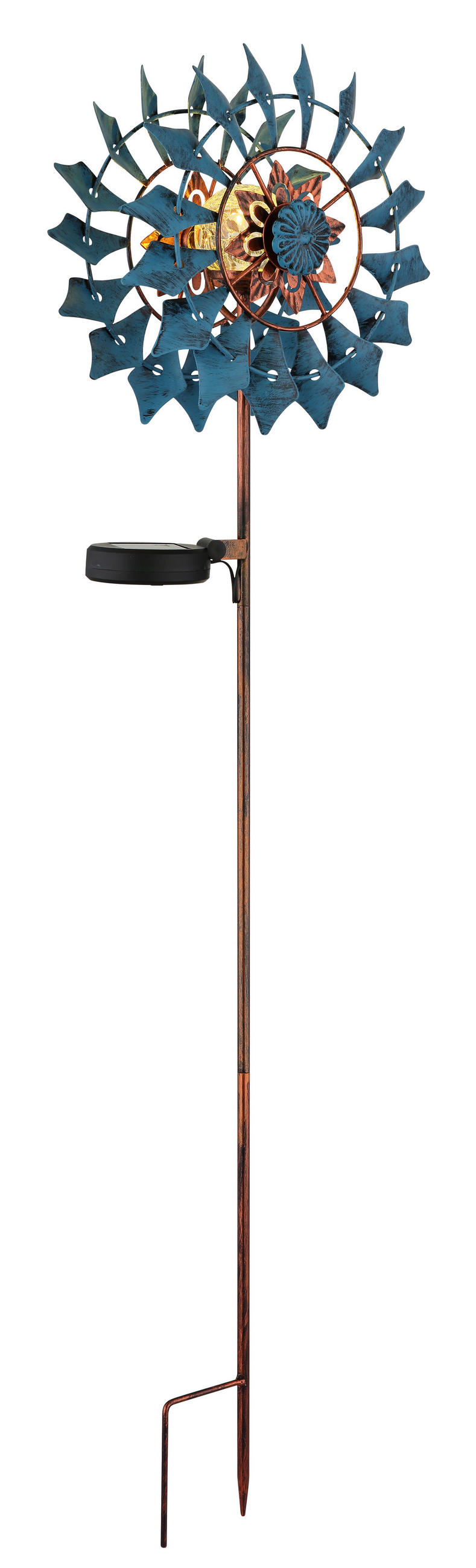 SOLÁRNÍ SVÍTIDLO 22,5/11,5/92 cm - modrá/čiré, Design, kov/sklo (22,5/11,5/92cm) - Globo