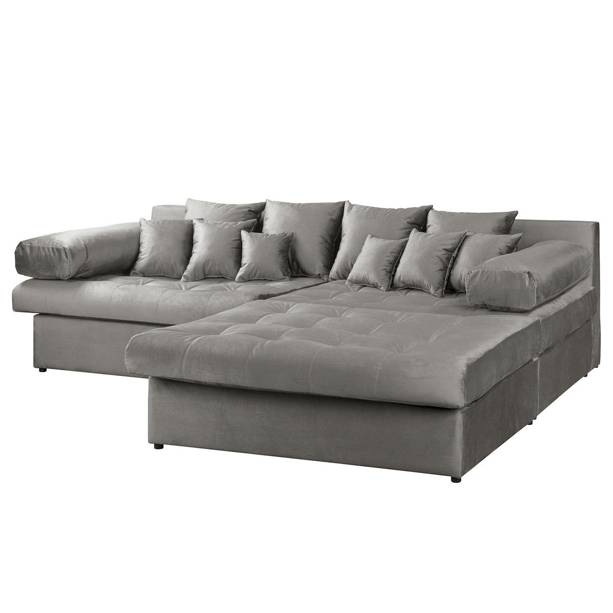 ECKSOFA Naomi in Velours Dunkelgrau Rückenkissen  284/243 cm  - Dunkelgrau/Schwarz, Design, Kunststoff/Textil (284/243cm) - P & B