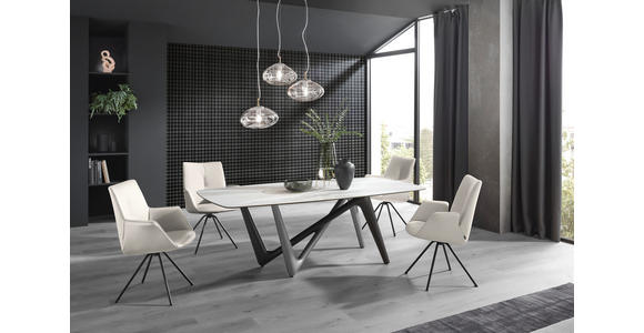 ARMLEHNSTUHL  Beinauswahl, Lederauswahl, Typenauswahl, Sitzfläche 360° drehbar  Echtleder  - Beige/Schwarz, Design, Leder/Metall (60/90/61cm) - Dieter Knoll