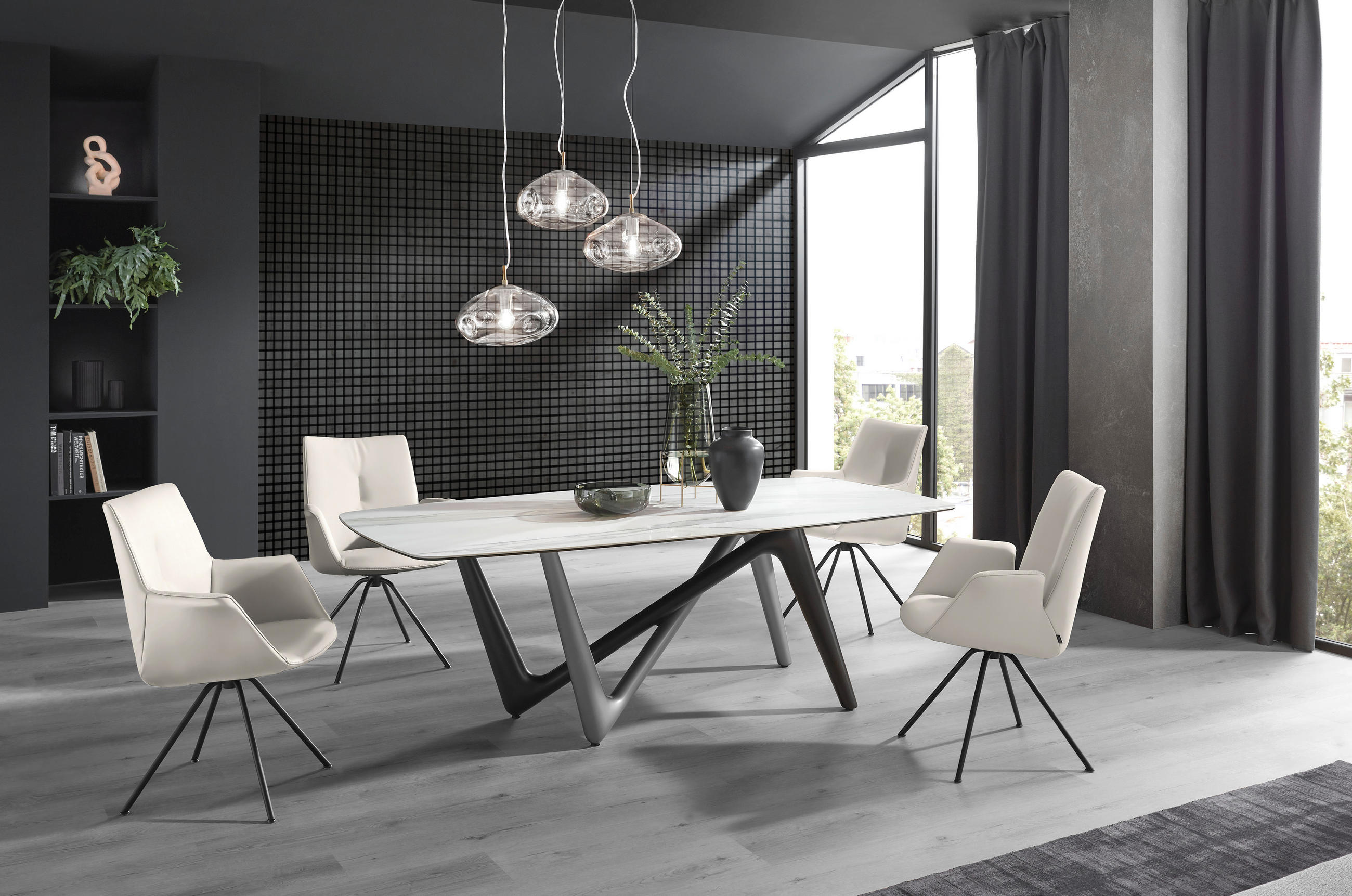 ARMLEHNSTUHL  in Stahl Echtleder pigmentiert  - Beige/Schwarz, Design, Leder/Metall (60/90/61cm) - Dieter Knoll