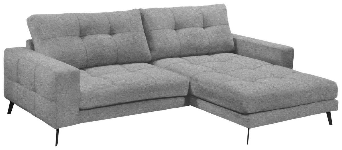 ECKSOFA ROCKPORT Grau Webstoff  - Schwarz/Grau, Basics, Textil/Metall (247/171cm) - Livetastic