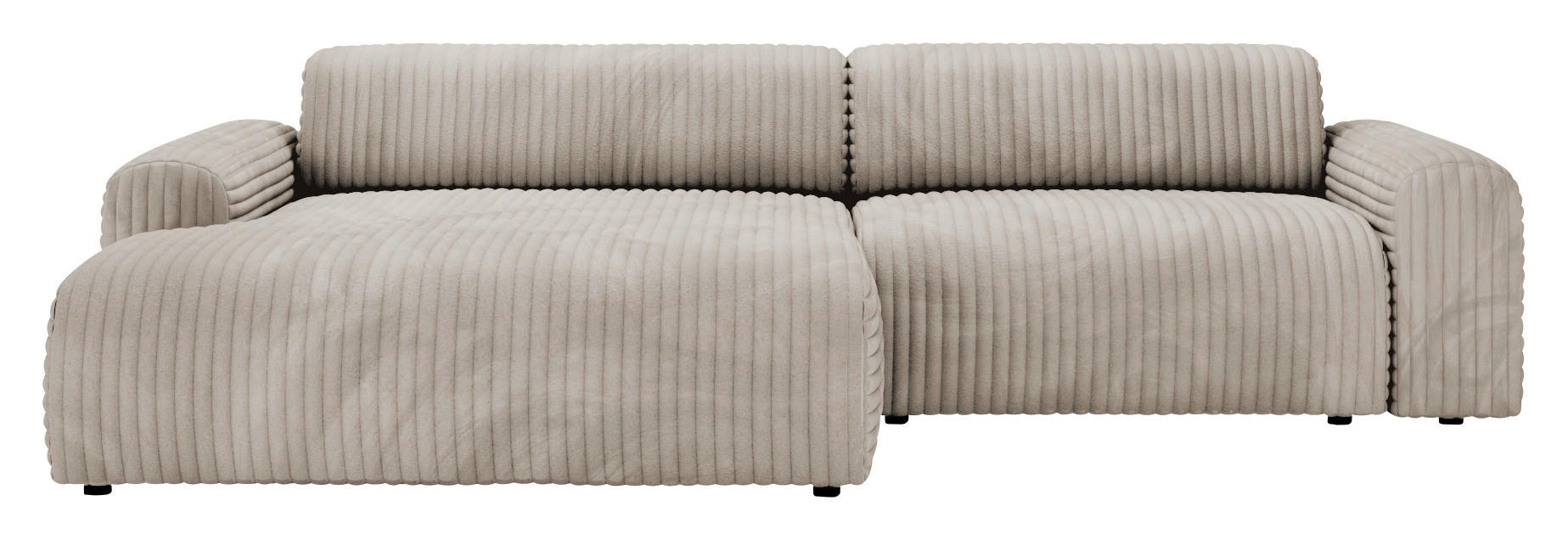ECKSOFA in Cord Greige  - Greige/Schwarz, Design, Kunststoff/Textil (178/292cm) - Livetastic