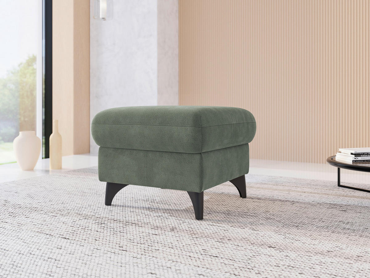 HOCKER GLENDALE E Flachgewebe Dunkelgrün  - Dunkelgrün/Schwarz, KONVENTIONELL, Textil/Metall (58/48/58cm) - Sit & More