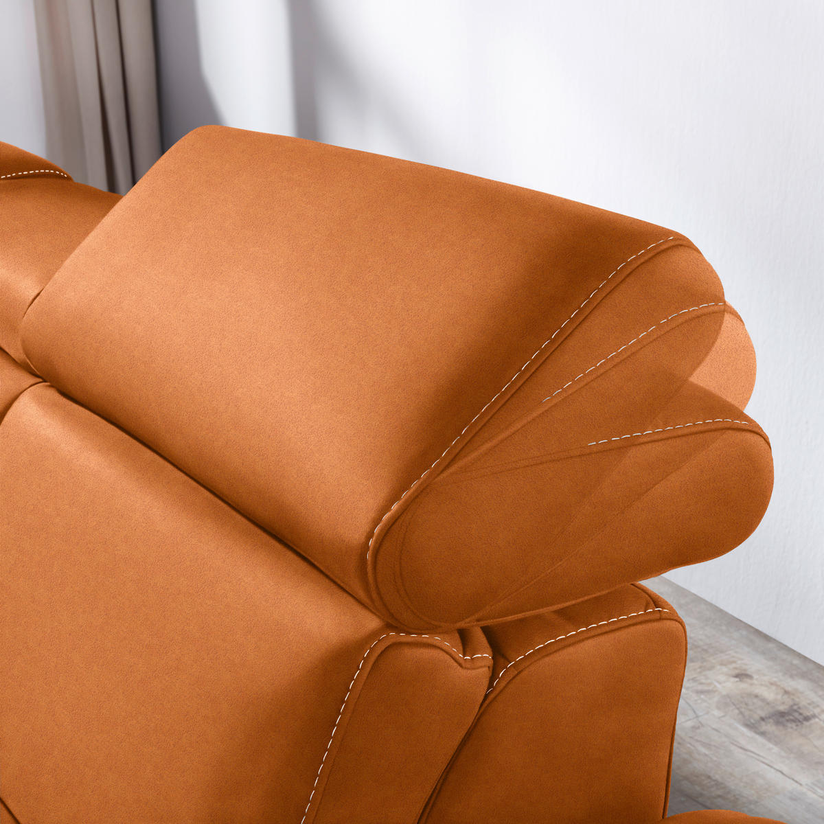ECKSOFA in Flachgewebe, Mikrofaser Terracotta  - Beige/Terracotta, Design, Textil/Metall (239/271cm) - Cantus