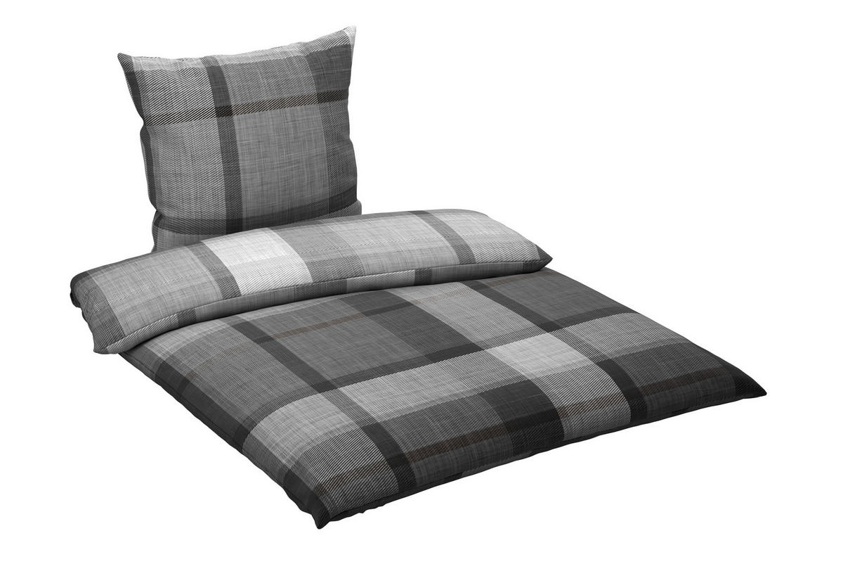 BETTWÄSCHE Flanell 155/220 cm  - Grau, Textil (155/220cm) - Novel