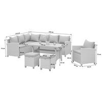 TERASOVÁ SEDACIA SÚPRAVA 18-dielne, kov, plast, textil - prírodná farba/tmavohnedá, Konventionell, kov/textil (239/170cm) - Gardenson