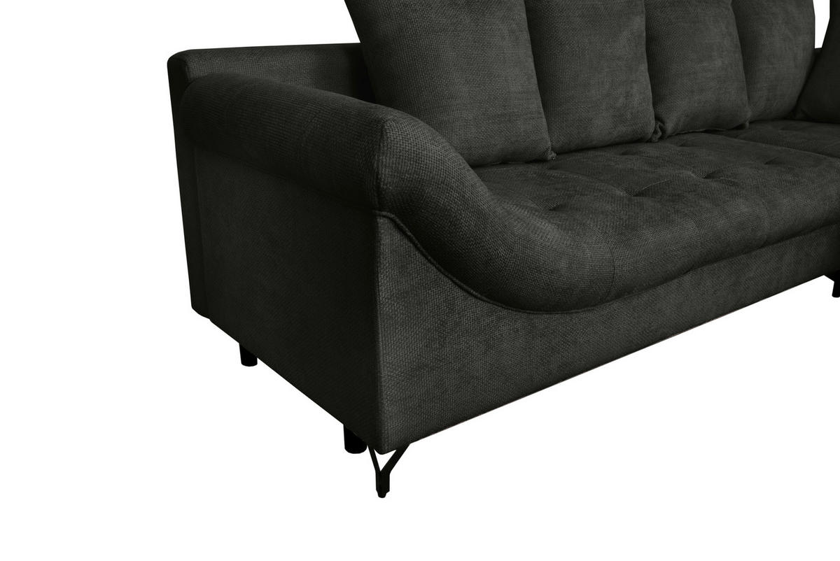 ECKSOFA Schwarz Struktur  - Schwarz, KONVENTIONELL, Textil/Metall (274/194cm) - Carryhome