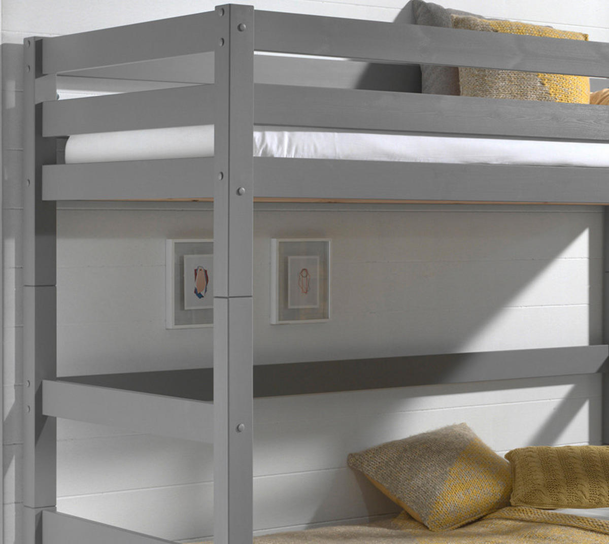 ETAGENBETT - Kieferfarben/Grau, MODERN, Holz (90/200cm) - MID.YOU