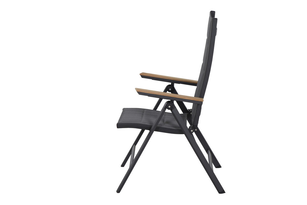 GARTENKLAPPSESSEL Teakholz Aluminium Anthrazit  - Anthrazit, KONVENTIONELL, Holz/Kunststoff (59/110/68cm) - Siena Garden