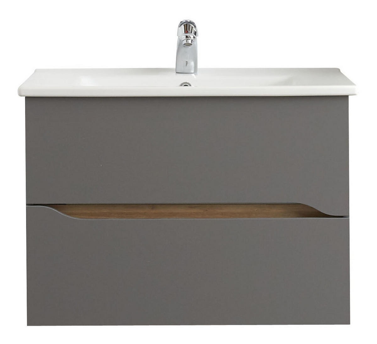 WASCHTISCHKOMBI 75 cm  - Dunkelgrau/Eichefarben, KONVENTIONELL, Keramik/Holzwerkstoff (75cm) - Pelipal