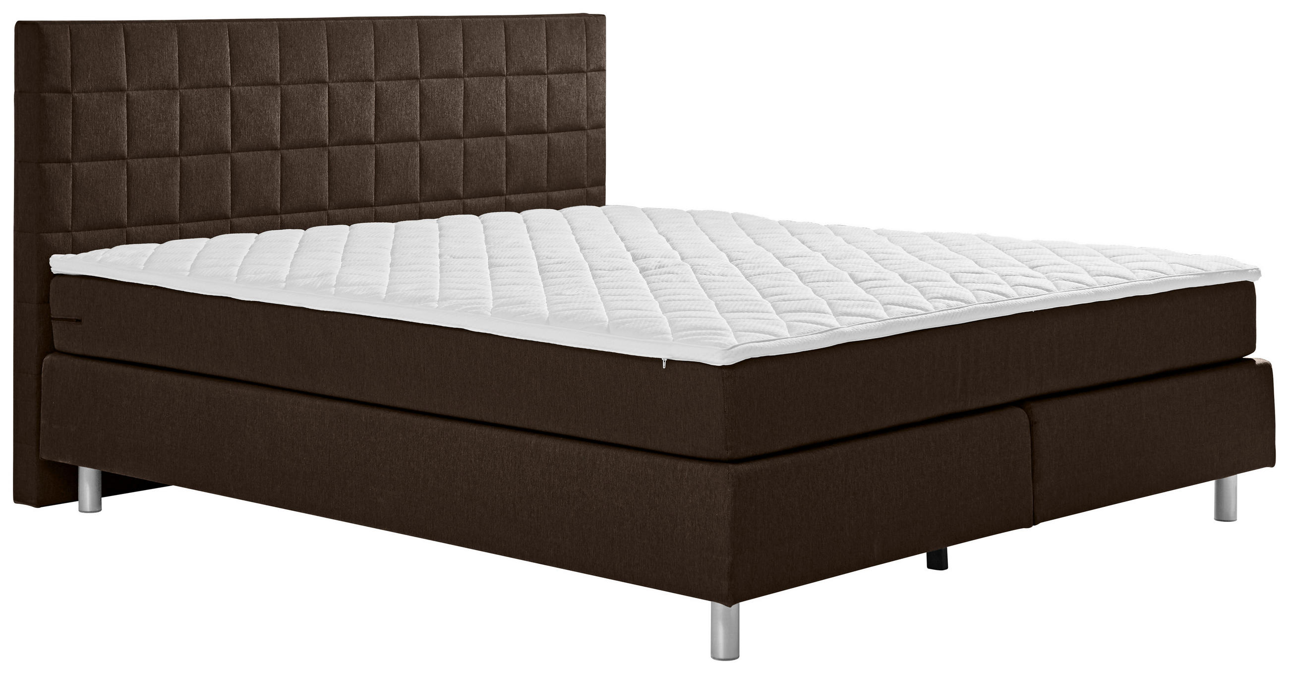 BOXSPRINGBETT 160/200 cm  in Braun  - Alufarben/Braun, Konventionell, Textil/Metall (160/200cm) - Carryhome