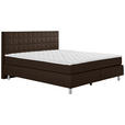 BOXSPRINGBETT 140/200 cm  in Braun  - Alufarben/Braun, KONVENTIONELL, Textil/Metall (140/200cm) - Carryhome