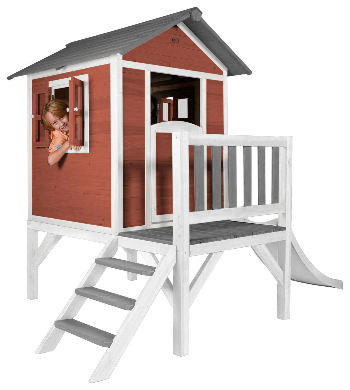 SPIELHAUS  - Rot/Weiß, KONVENTIONELL, Holz/Kunststoff (101/17/139cm) - Ambia Garden