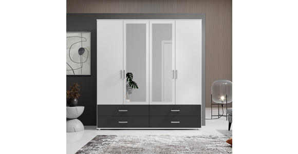 KLEIDERSCHRANK in Graphitfarben, Weiß - Alufarben/Graphitfarben, KONVENTIONELL, Glas/Holzwerkstoff (180/190/51cm) - Carryhome