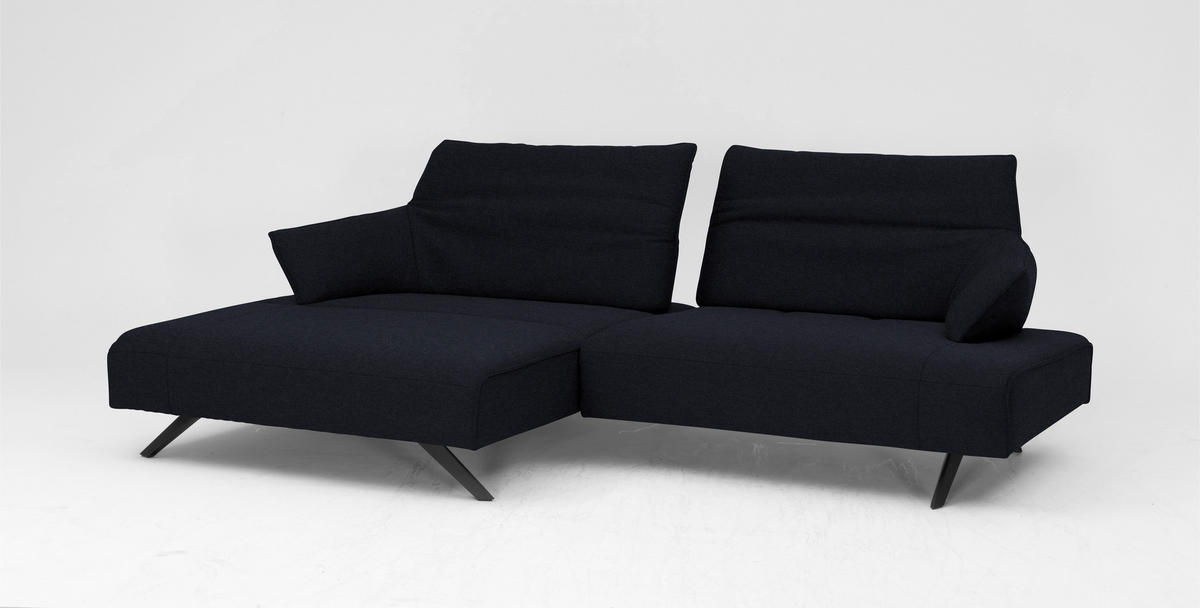 ECKSOFA in Struktur Dunkelblau  - Anthrazit/Dunkelblau, Design, Textil/Metall (165/276cm) - Himolla