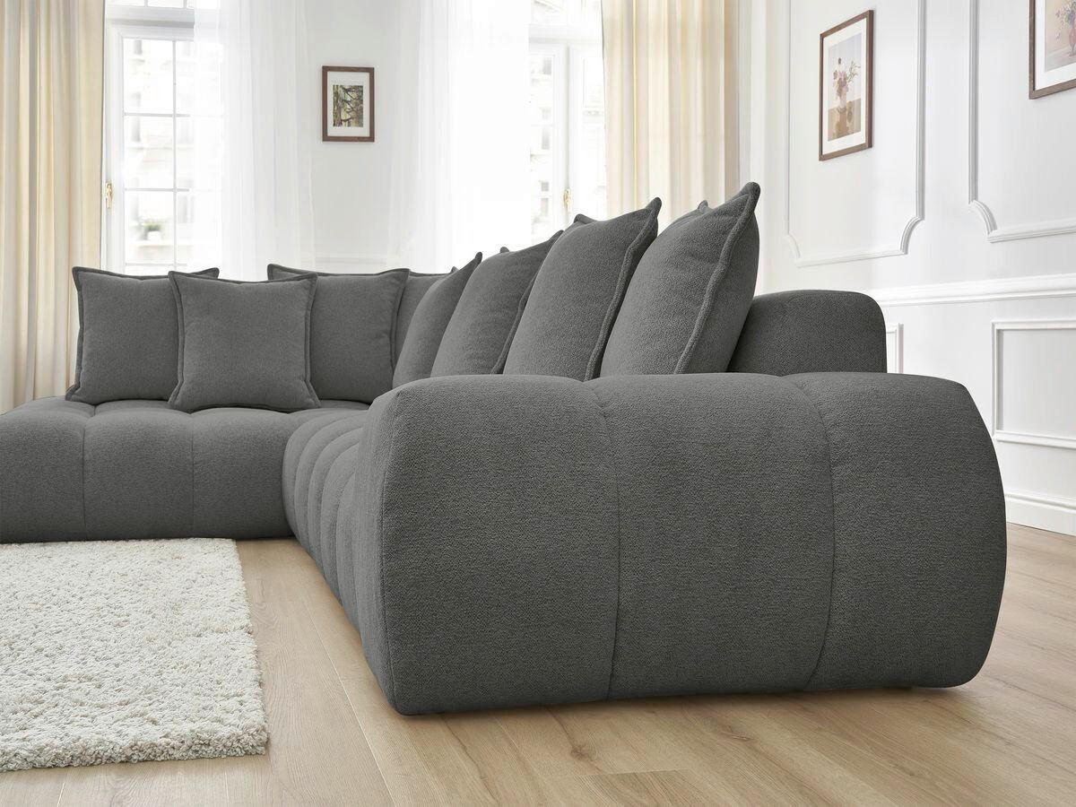 ECKSOFA Ottomane links  EVEREST Dunkelgrau Flachgewebe  - Dunkelgrau/Schwarz, MODERN, Kunststoff/Textil (210/352cm) - Livetastic