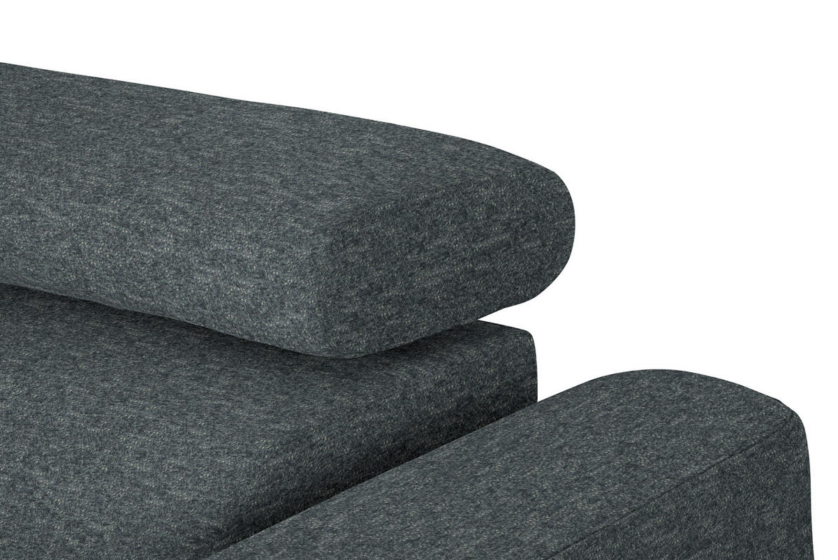 ECKSOFA in Chenille Grau  205/280 cm  - Schwarz/Grau, Design, Textil/Metall (205/280cm) - Xora