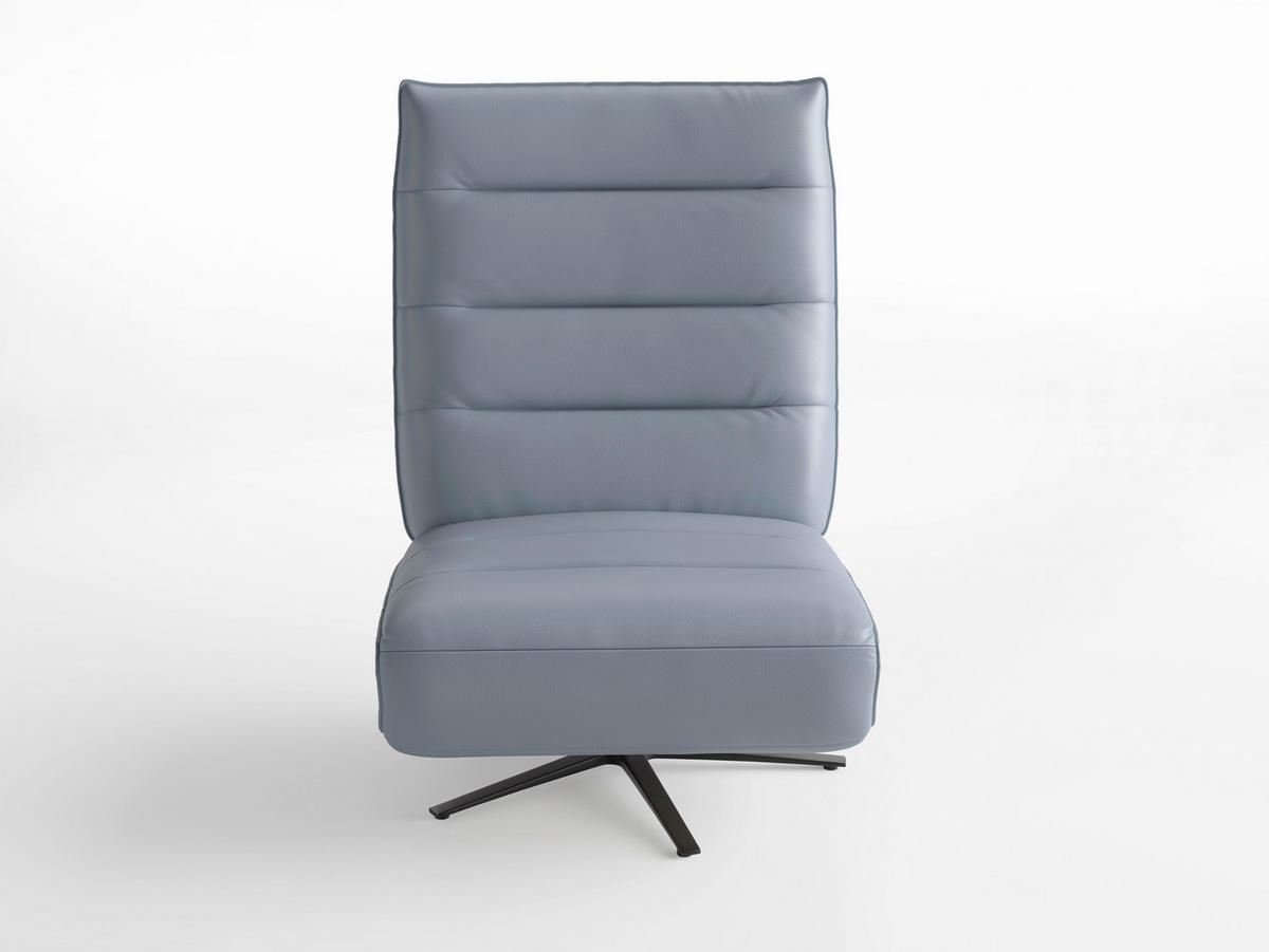 RELAXSESSEL Leder Graublau  - Graublau/Schwarz, Basics, Leder/Metall (80/109/98cm) - Sit & More