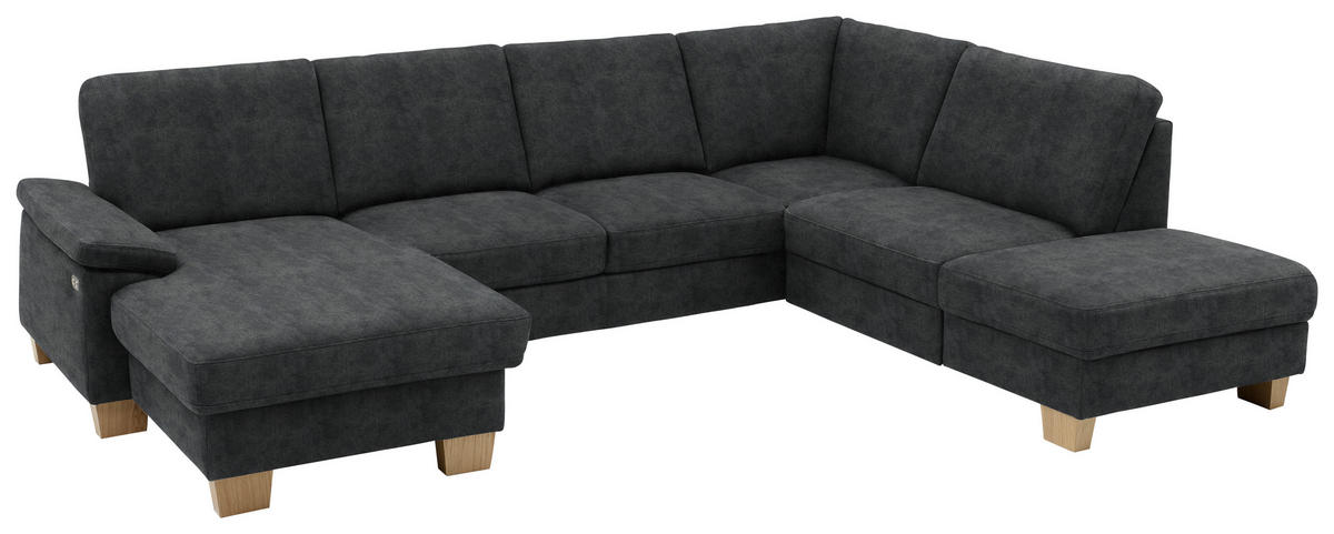 WOHNLANDSCHAFT in Velours Anthrazit  - Eichefarben/Anthrazit, KONVENTIONELL, Holz/Textil (167/316/235cm) - Beldomo System