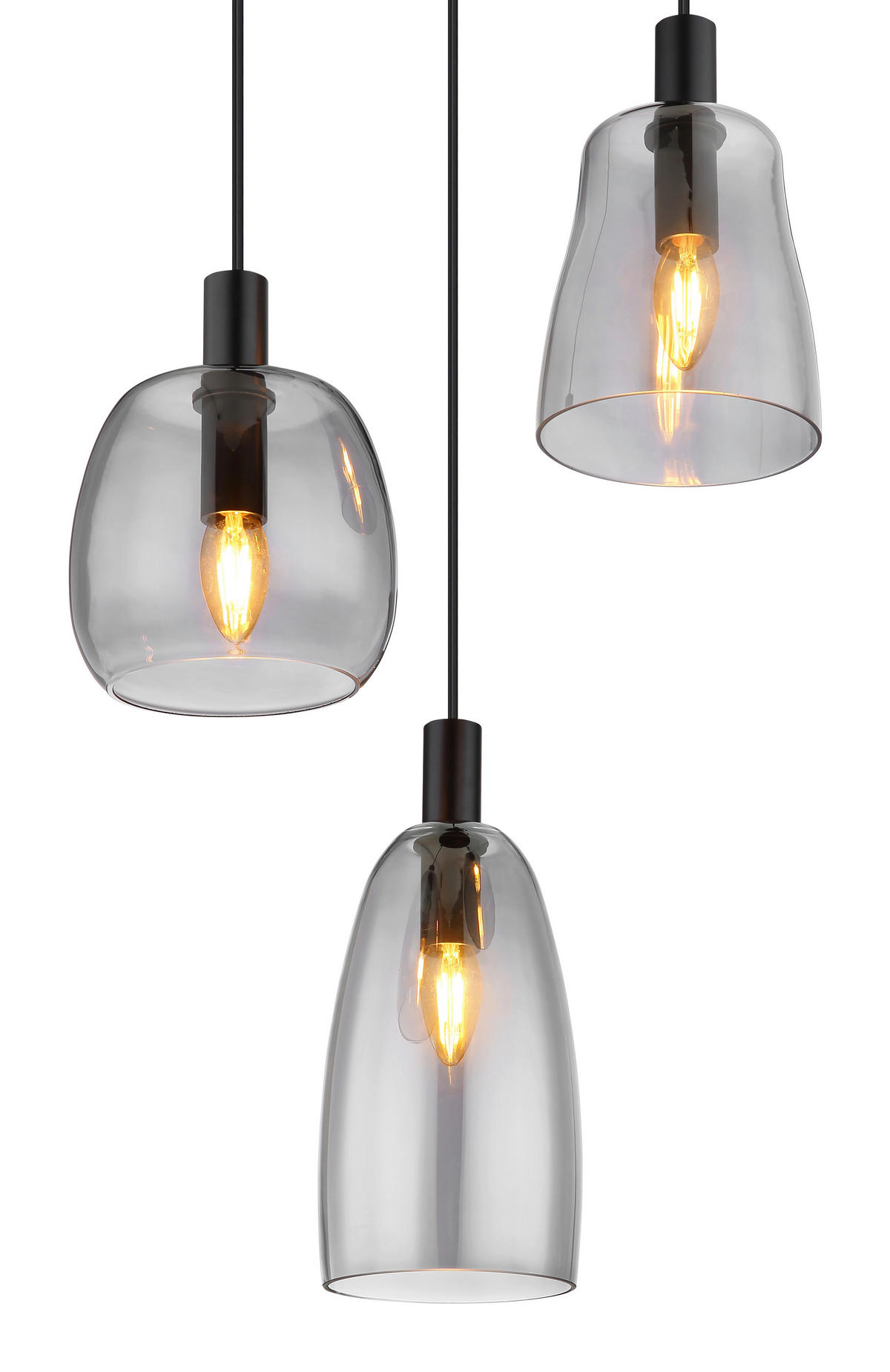 HÄNGELEUCHTE 43/150 cm    - Schwarz, Design, Glas/Metall (43/150cm) - Globo