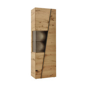 VITRINE in furniert Wildeiche Eichefarben, Grau - Eichefarben/Grau, Natur, Glas/Holz (64/202/42,3cm) - Voglauer