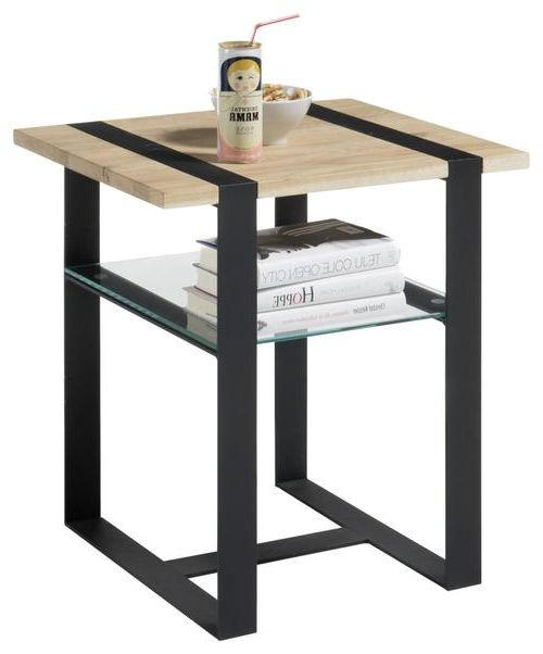 Couchtisch in Holz, Metall, Glas 50/40/50 cm