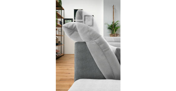 WOHNLANDSCHAFT  in Mikrofaser Hellgrau  - Chromfarben/Hellgrau, Design, Kunststoff/Textil (204/350/211cm) - Xora