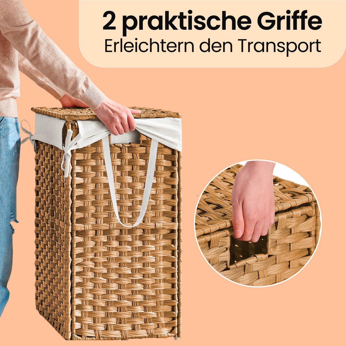 WÄSCHEKORB - Naturfarben, Basics, Kunststoff/Textil (46/61/33cm)